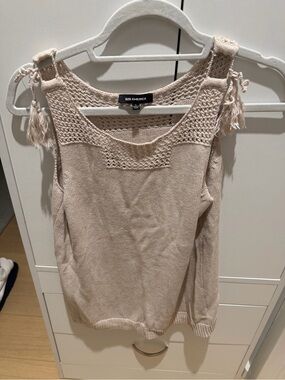 525 America Cream Crochet-Trim Sleeveless Knit Top with Ties